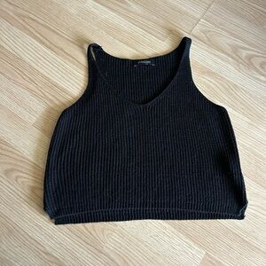 Abbeline Black Ribbed Knit Relaxed Tank Women’s XS